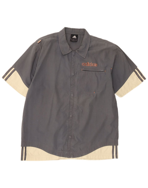 Adidas Hombre Camisa De Manga Corta Gris Medio Colorblock Poliéster