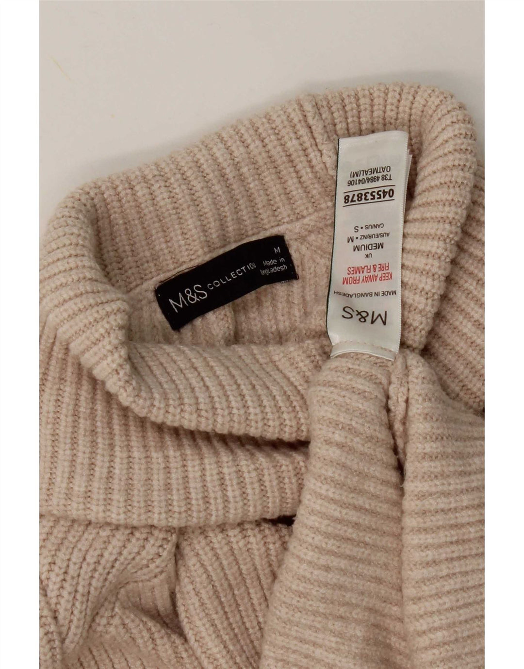 Marks & Spencer Suéter tipo jersey con cuello vuelto para mujer UK 44 Viscosa beige mediana