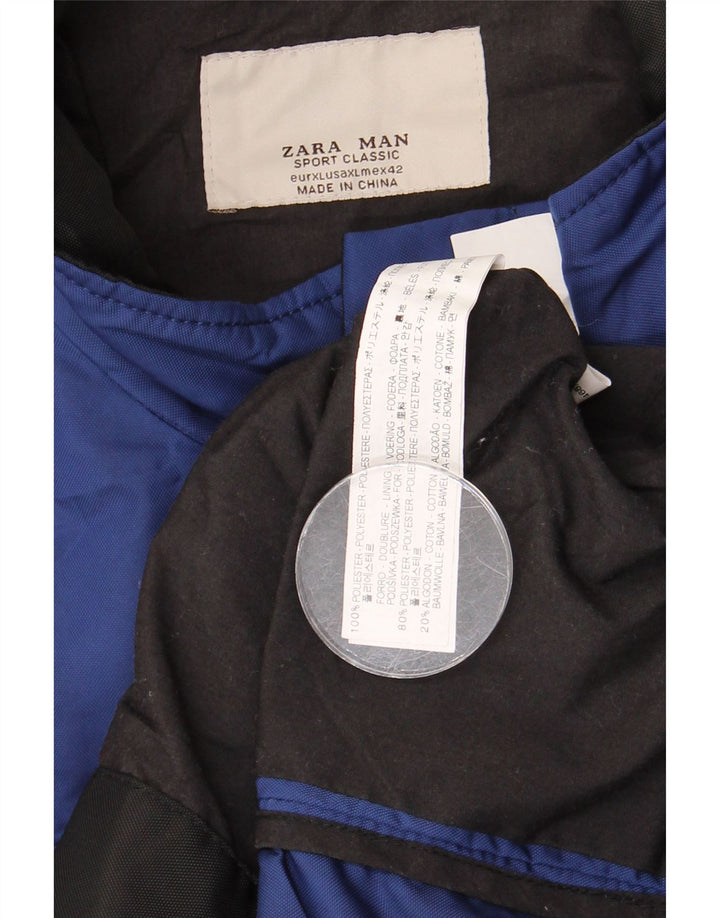 ZARA Cazadora Bomber Hombre ES 42 XL Poliéster Azul