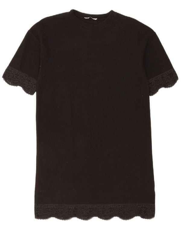 Zara Mujer Trafaluc Vestido Camiseta Reino Unido 10 Pequeño Negro Floral