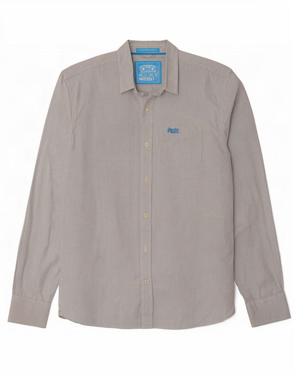 Camisa Superdry para hombre 2XL Algodón a cuadros blanco