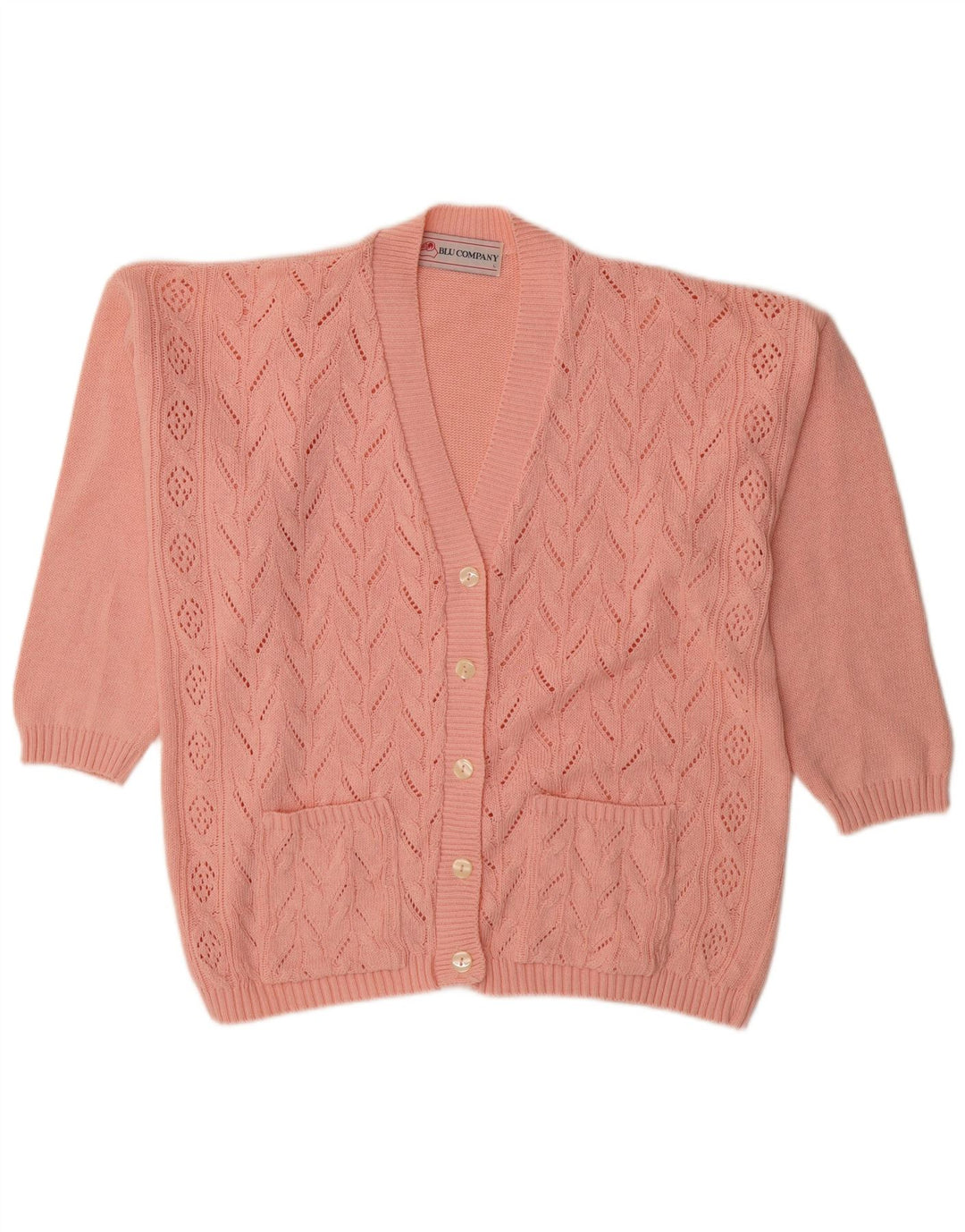 Vintage mujer oversized Cardigan suéter Reino Unido 16 algodón rosa grande