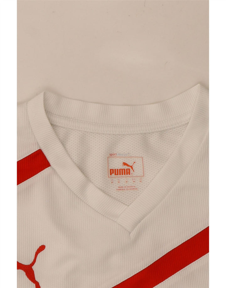 PUMA Mens T-Shirt Top Medium White Polyester Vintage Puma and Second-Hand Puma from Messina Hembry 