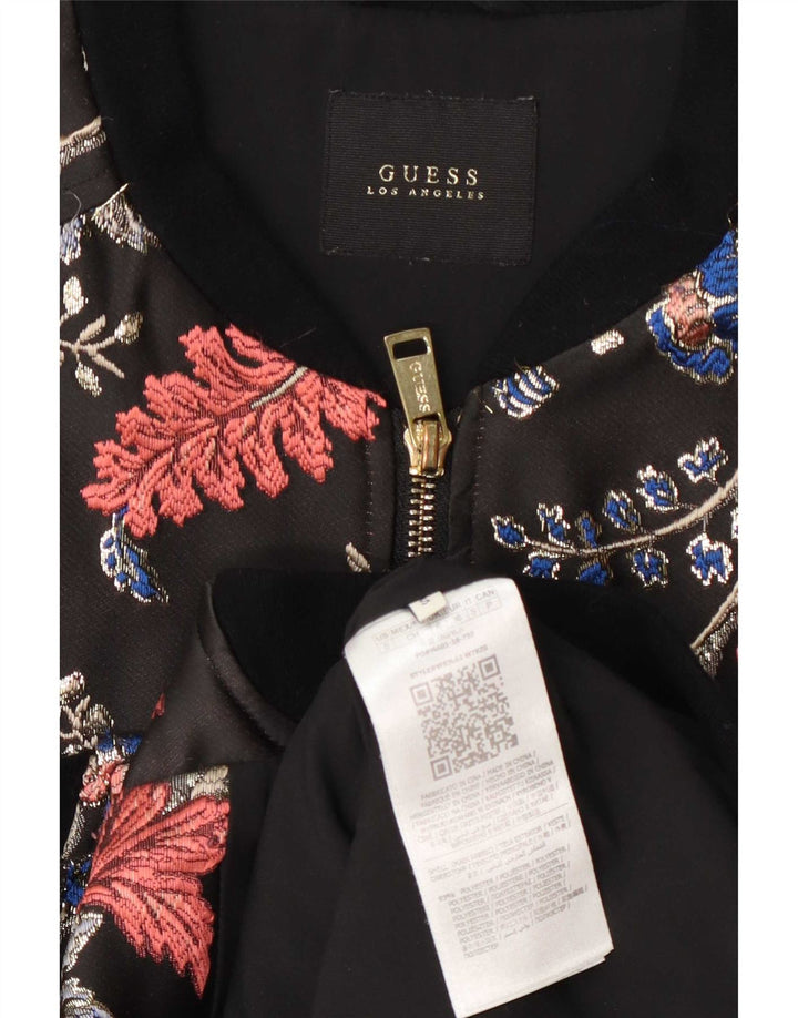 Guess Chaqueta Bomber para Mujer UK 6 XS Poliéster Floral Negro