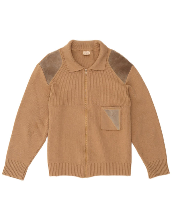 Vintage mujer Cardigan suéter Reino Unido 12 color marrón medio