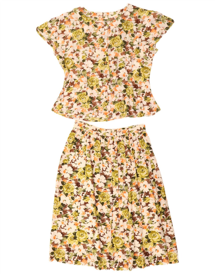 Vintage mujer 2 piezas falda set IT 44 Medio W26 Multicolor Floral