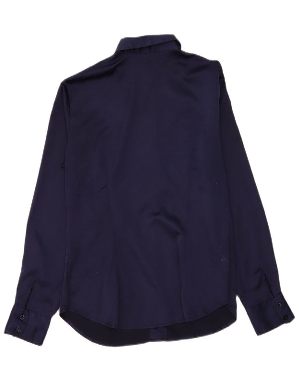 Trussardi Jeans Camisa de Esmoquin para Mujer UK 46 Large Azul Marino