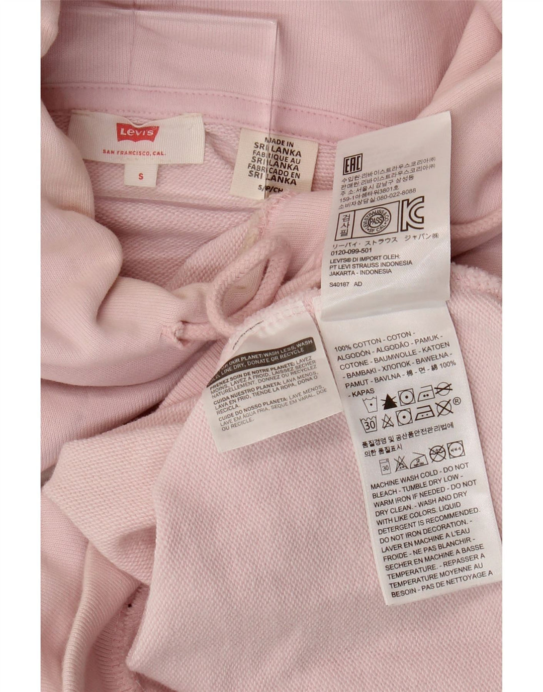 LEVI'S Jersey con capucha y gráfico de corte extragrande para mujer Reino Unido 10 Small Pink Cotton