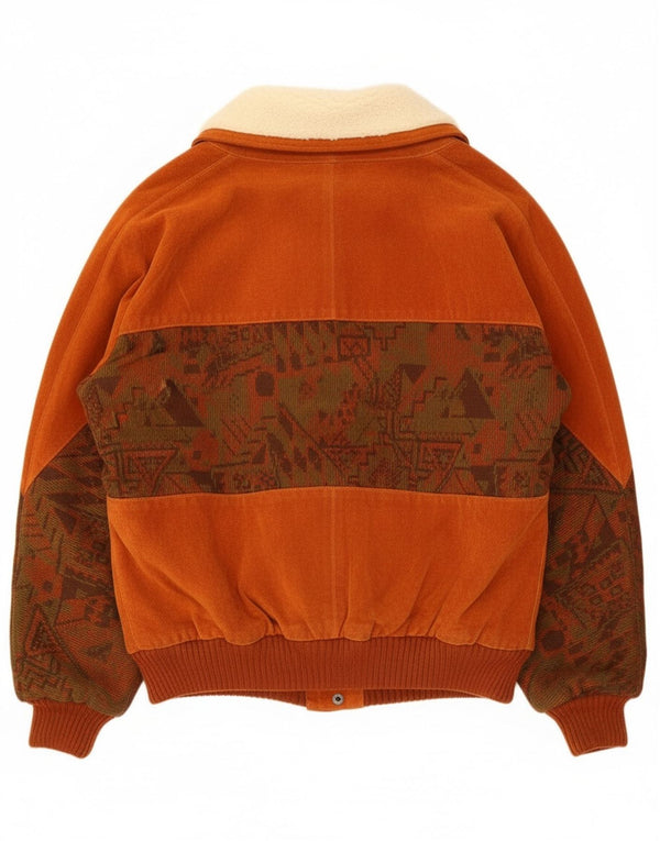 Vintage hombres Sherpa ante chaqueta Reino Unido 42 XL marrón colorblock cuero