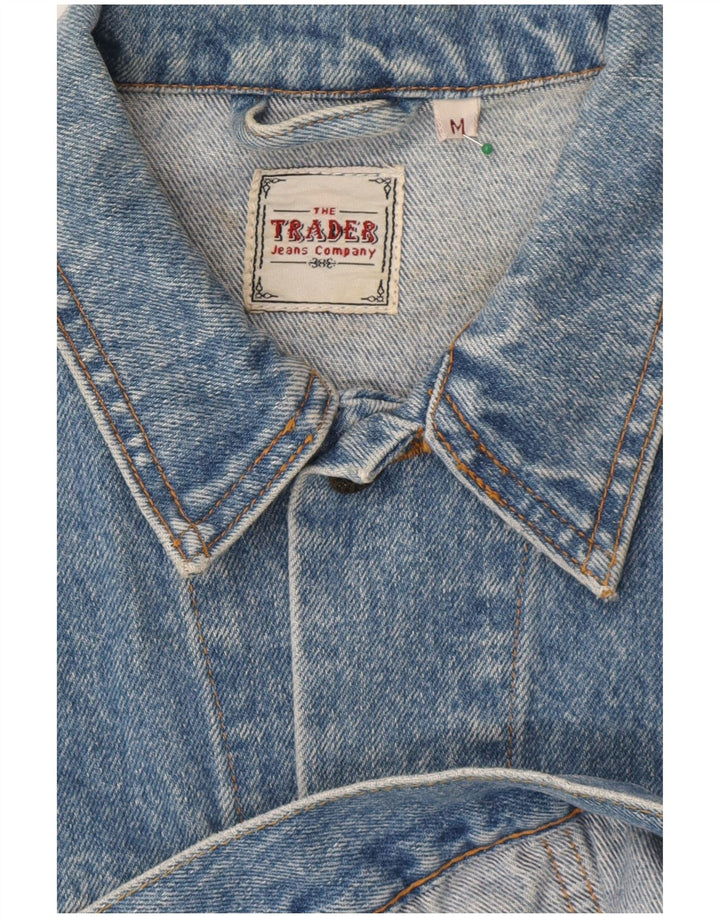 Vintage mujer chaqueta de mezclilla de gran tamaño Reino Unido 14 algodón azul medio