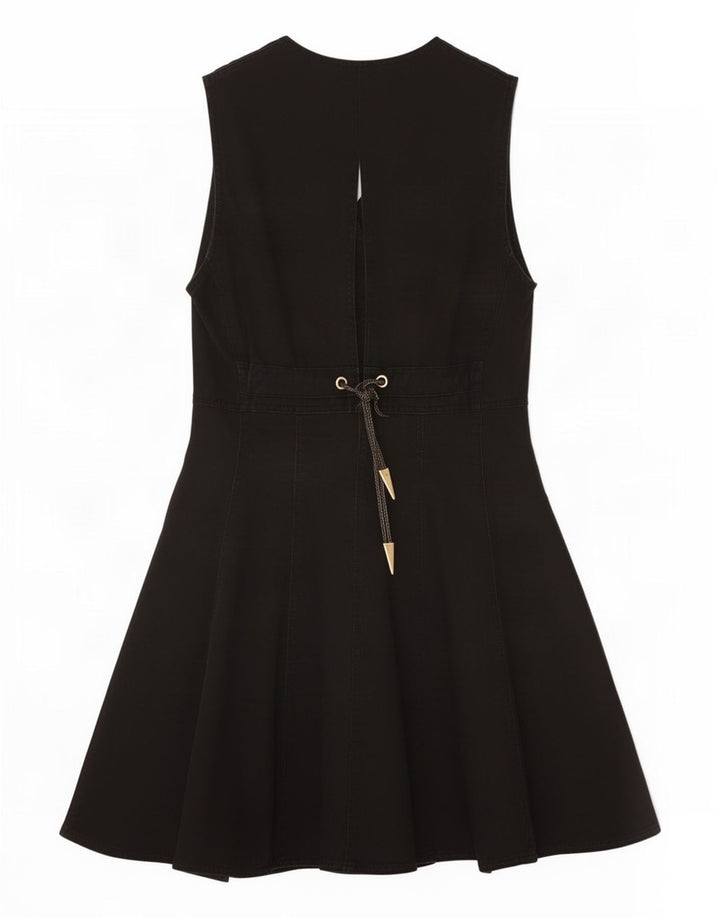 Roccobarocco Vestido Vaquero Sin Mangas IT 44 Medium Negro Algodón