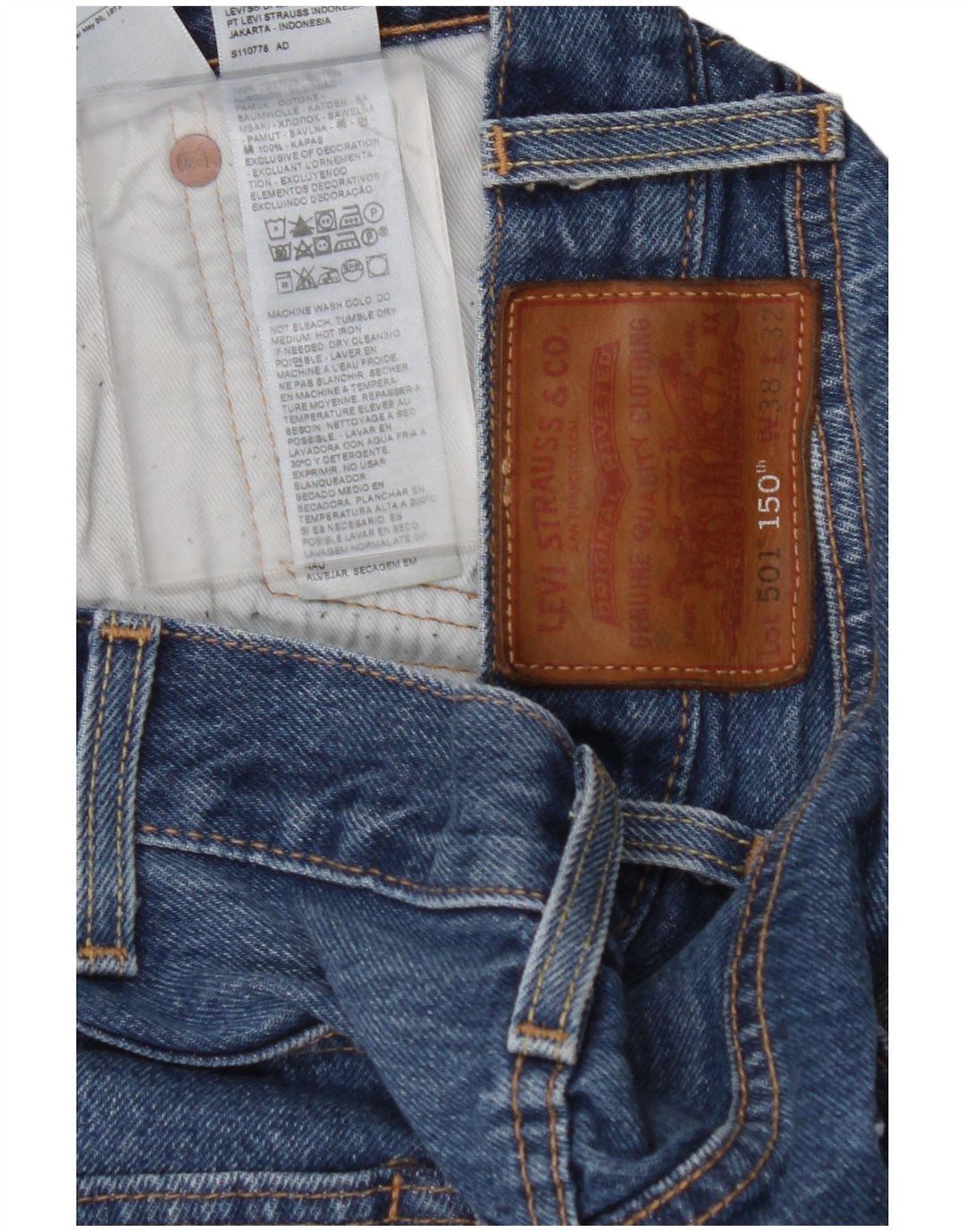 LEVI'S Jeans rectos 501 para hombre W38 L32 Algodón azul