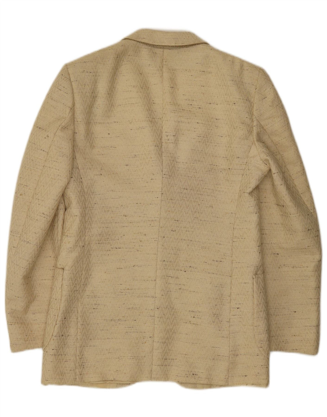 Vintage hombres 3 botones Blazer chaqueta IT 48 medio beige moteado lana virgen
