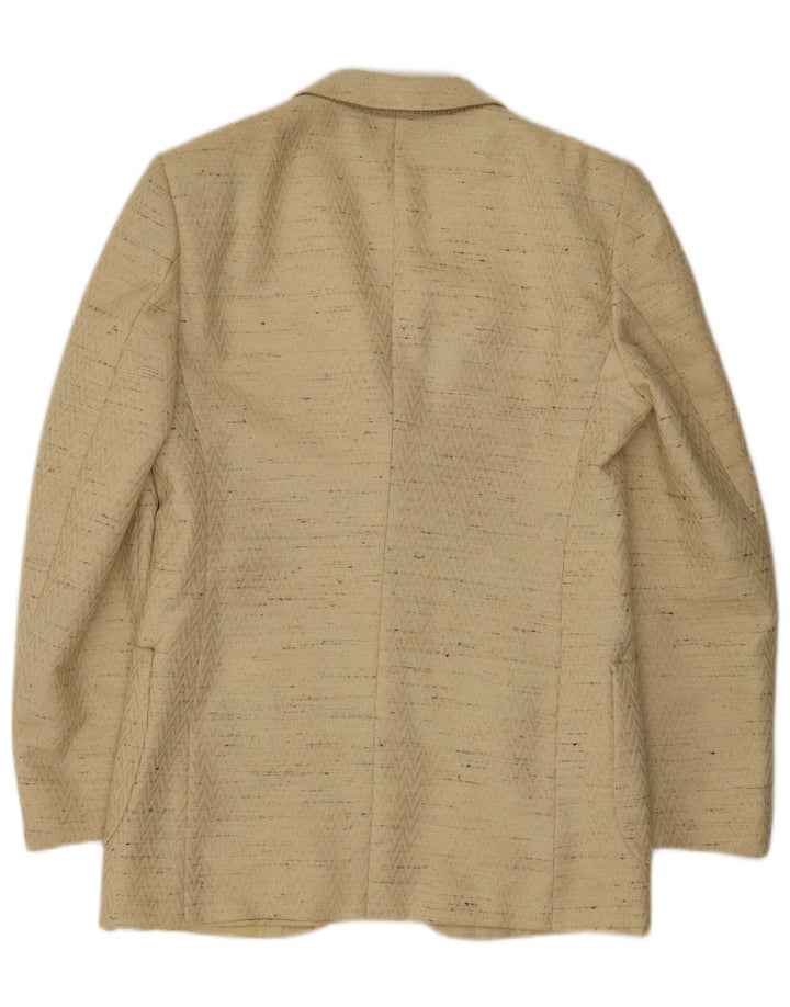 Vintage hombres 3 botones Blazer chaqueta IT 48 medio beige moteado lana virgen