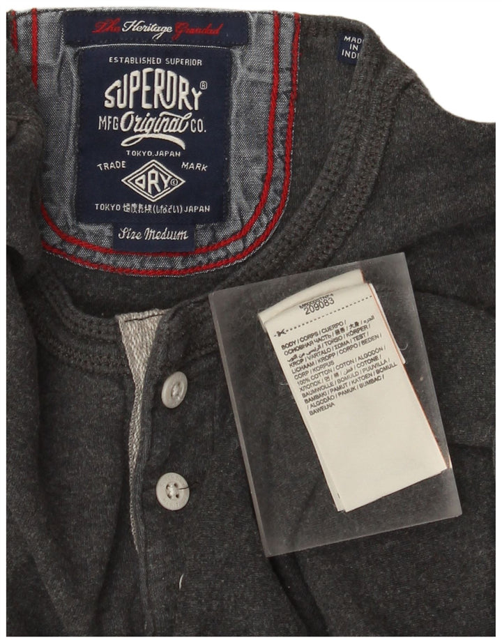 Superdry Hombre Heritage Top Manga Larga De Algodón Gris Medio