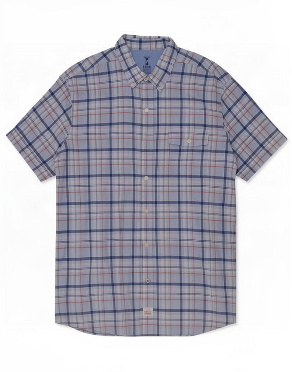 Izod Hombre Camisa De Manga Corta Large Blue Check