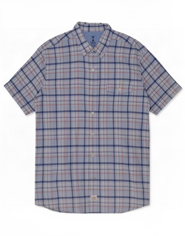 Izod Hombre Camisa De Manga Corta Large Blue Check