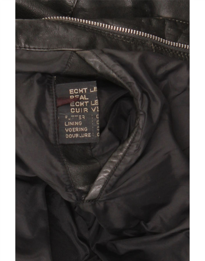Chaqueta de cuero vintage para hombre Reino Unido 42 XL cuero negro