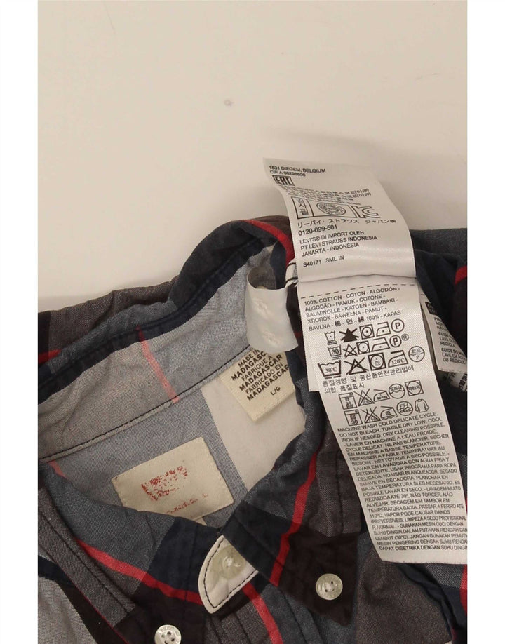 Camisa Levi's para hombre grande de algodón a cuadros azul marino