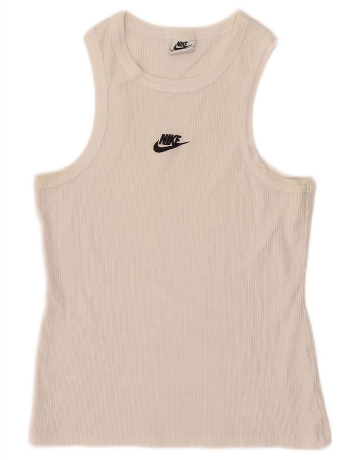 Nike - Camiseta sin mangas para mujer, talla 12, algodón blanco mediano