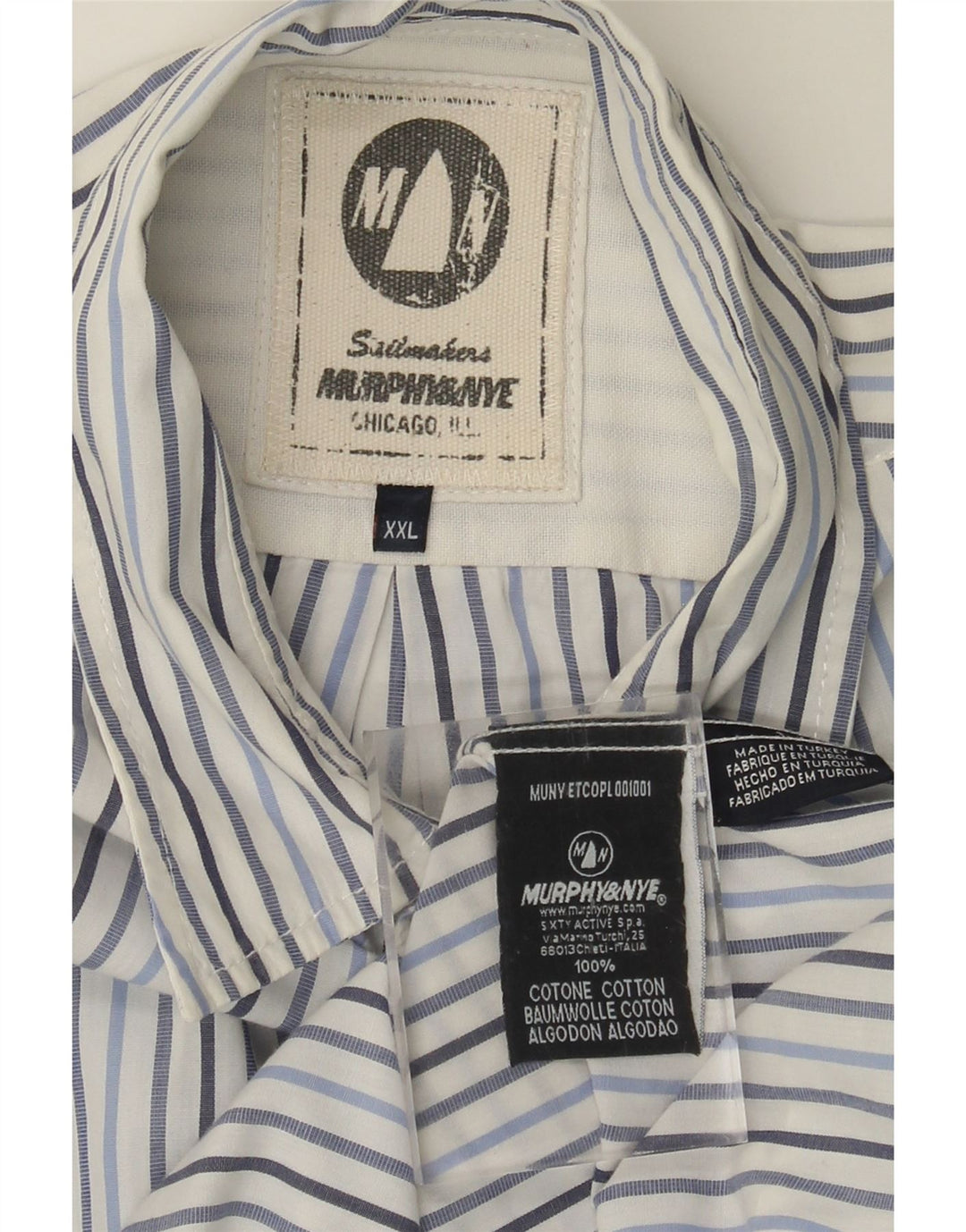 MURPHY & NYE Camisa para hombre 2XL Algodón a rayas azules