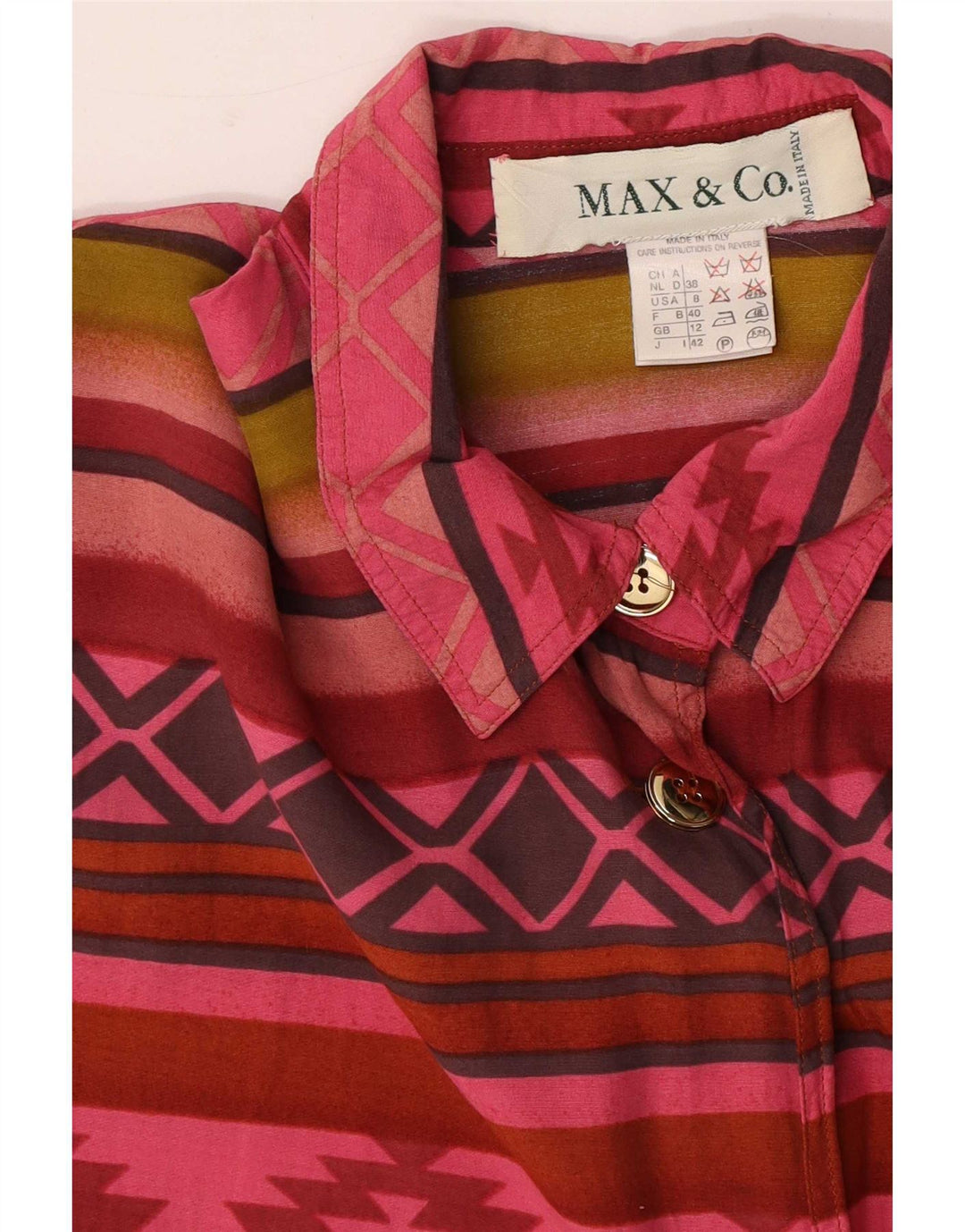 Max&Co. Camisa de manga corta para mujer UK 40 Mediana Multicolor Geométrica