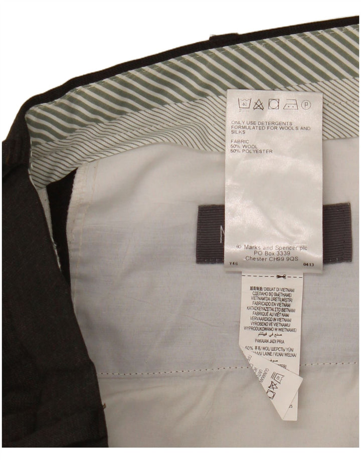 Marks & Spencer Pantalón de traje recto para hombre W38 L33 Lana marrón