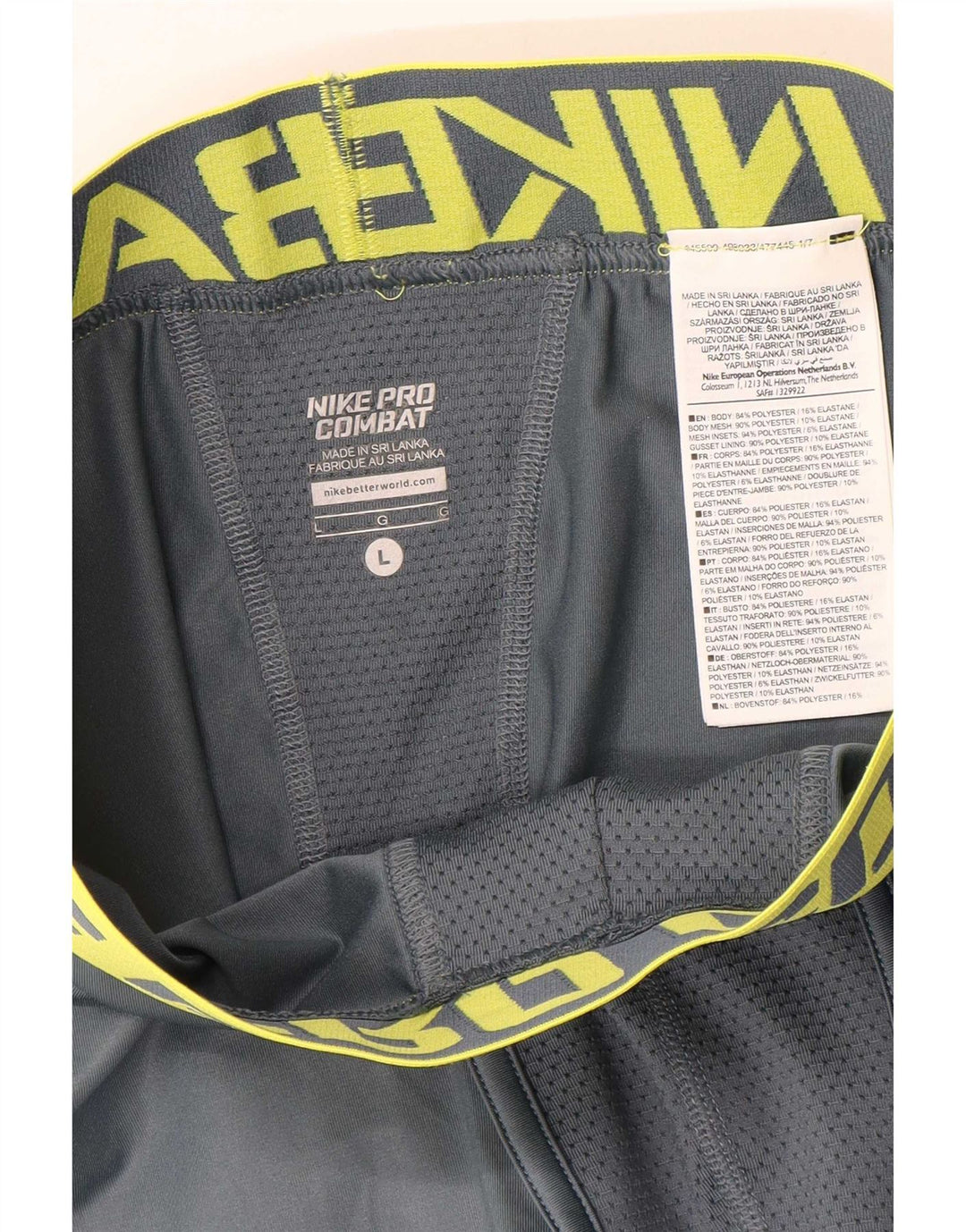 Pantalones cortos deportivos Nike Pro Combat Graphic para hombre, poliéster color block, color gris grande