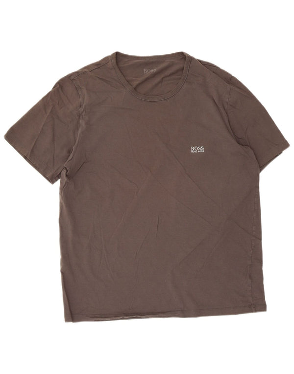 Hugo Boss Womens T-Shirt Top UK 18 XL Brown Cotton