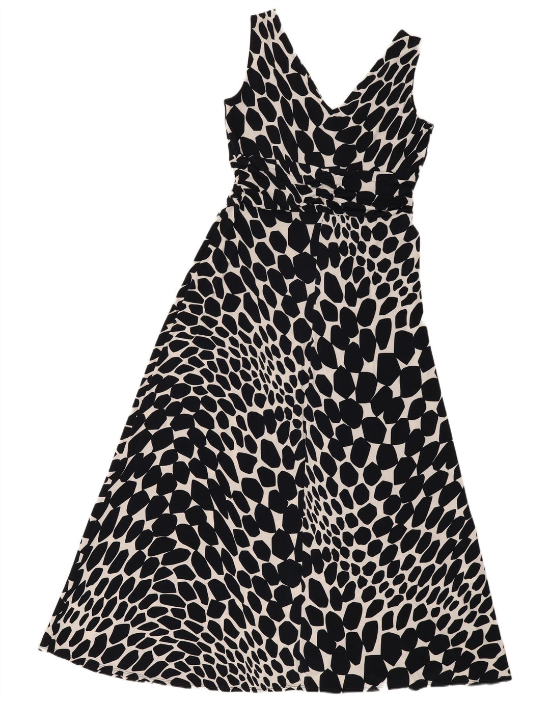 CC Vestido largo sin mangas para mujer UK 40 Poliéster geométrico azul marino mediano