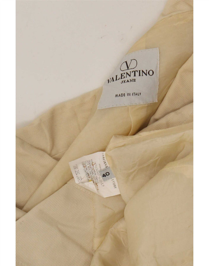 Chaqueta tipo blazer de 3 botones para mujer Valentino IT 40 Small Beige Pinstripe