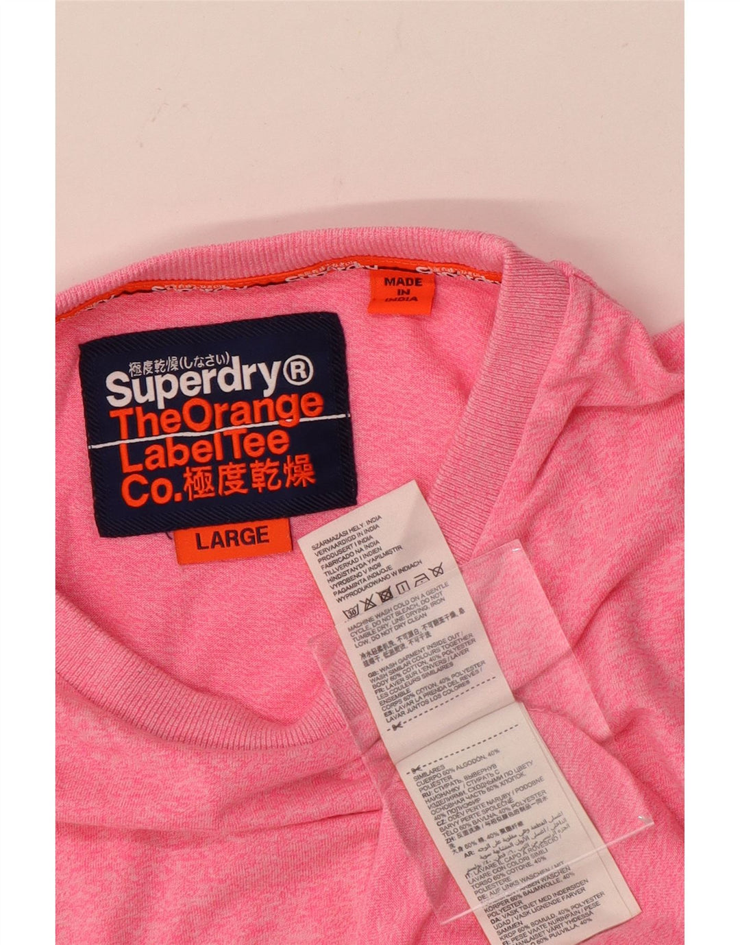 Superdry Camiseta para hombre Top Large de algodón rosa