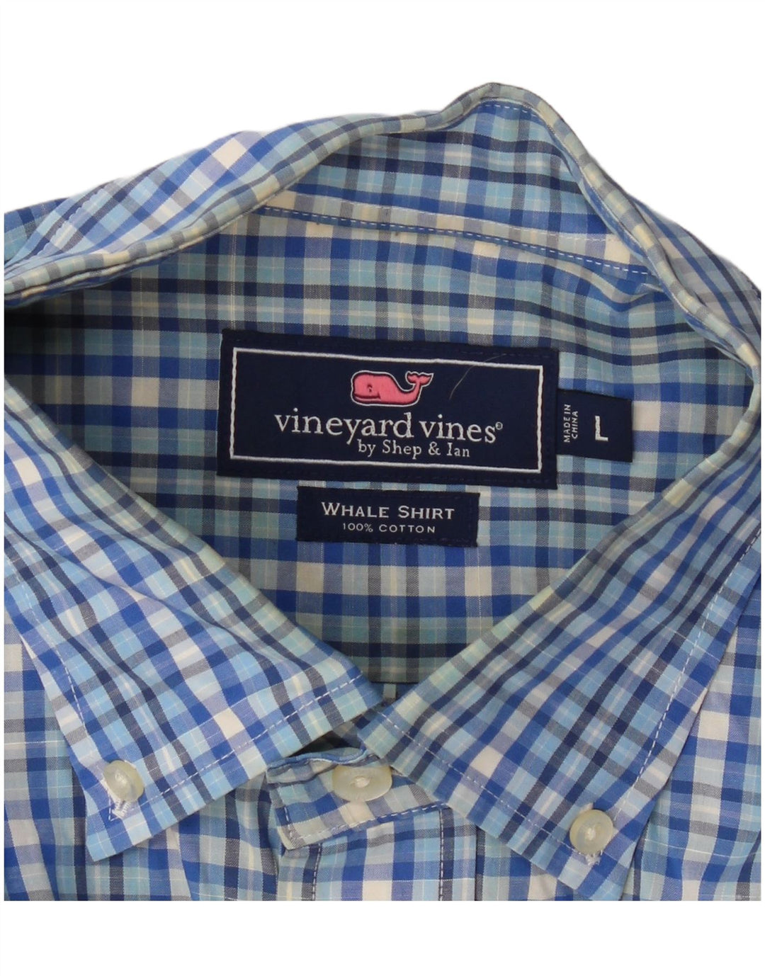 VINEYARD VINES Camisa para hombre de algodón a cuadros azules grandes