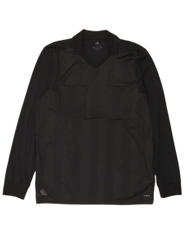 Adidas Mens Climalite Top Manga Larga Grande Negro Rayas Poliéster