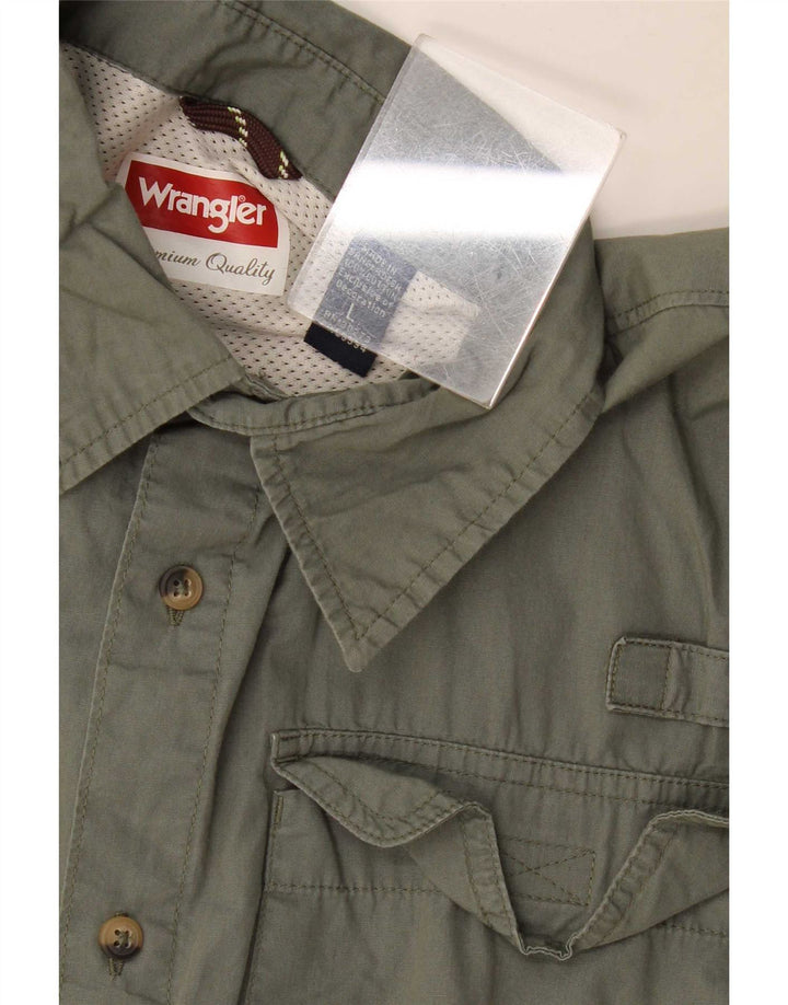 Wrangler Camisa De Manga Corta Para Hombre Large Khaki Cotton