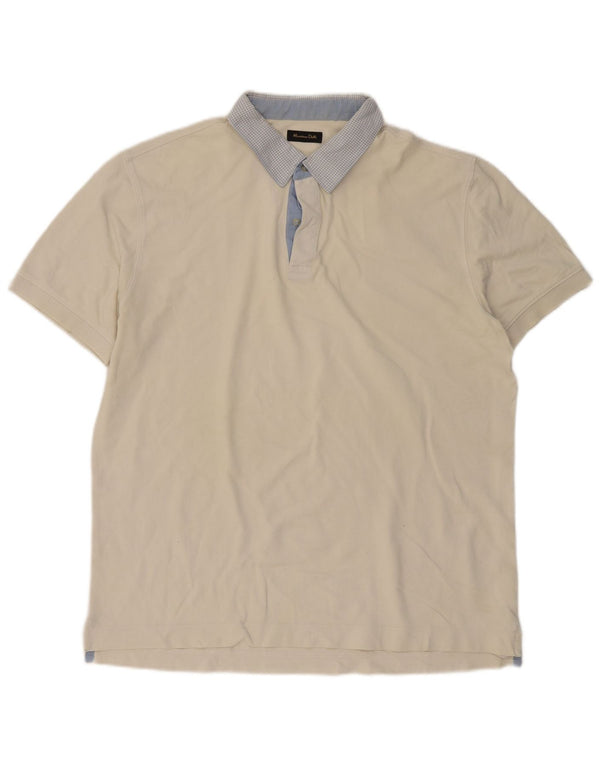 MASSIMO DUTTI Polo Hombre Grande Blanco Roto Algodón