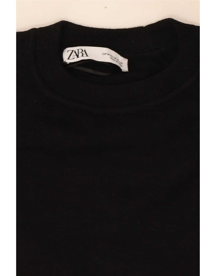 Zara Mujer Crop Blusa Extragrande Top UK 44 Medium Negro