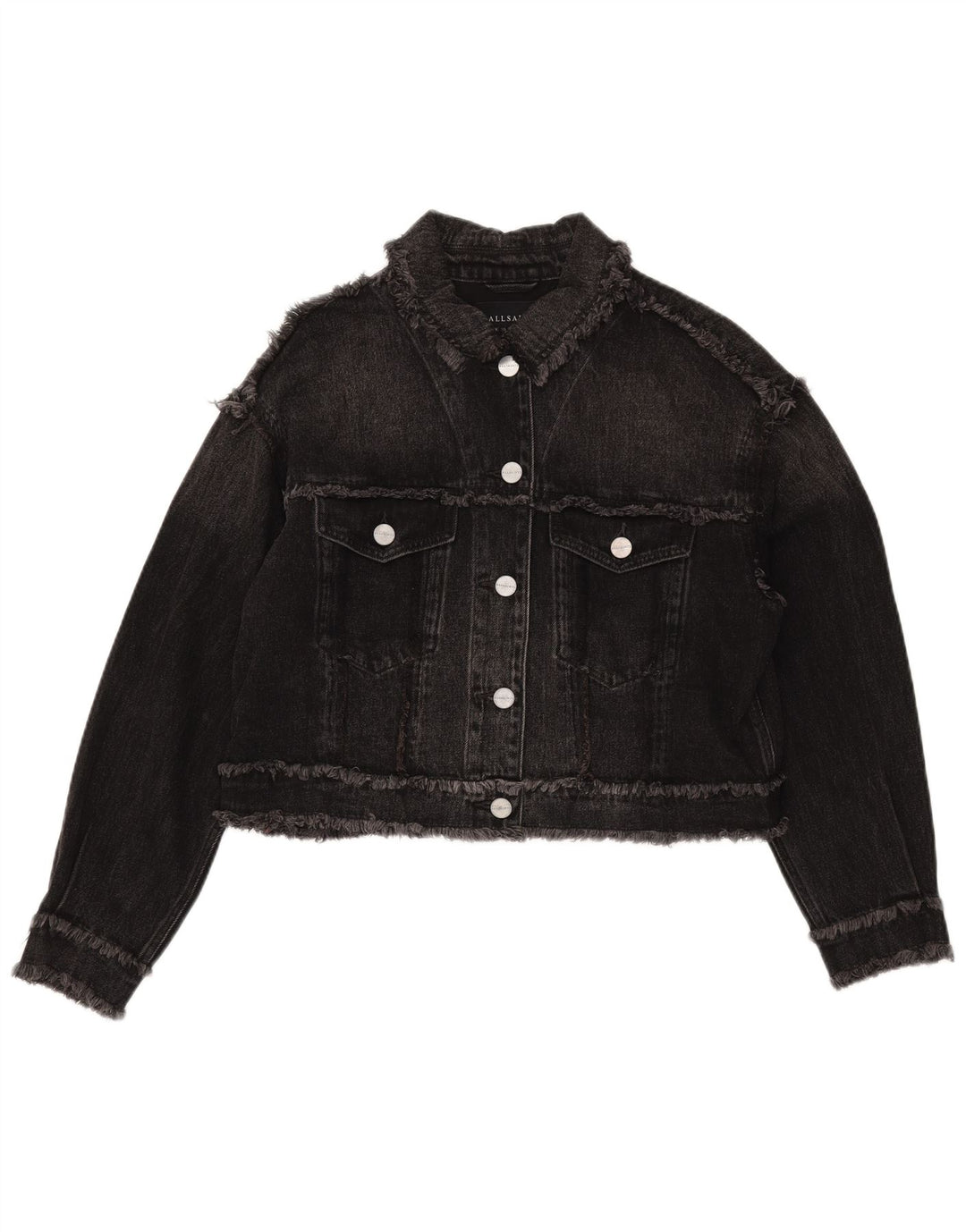 All Saints Chaqueta vaquera extragrande corta para mujer Reino Unido 10 Small Algodón negro