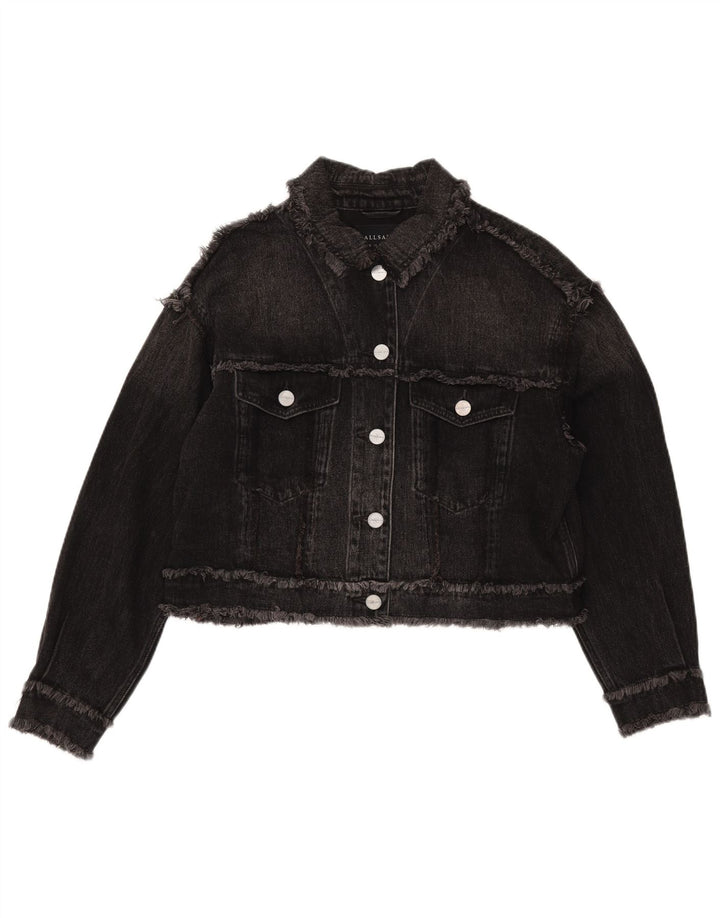 All Saints Chaqueta vaquera extragrande corta para mujer Reino Unido 10 Small Algodón negro