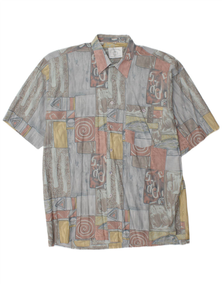 C.C.CONCORD Camisa Manga Corta Hombre Grande Multicolor Geométrico