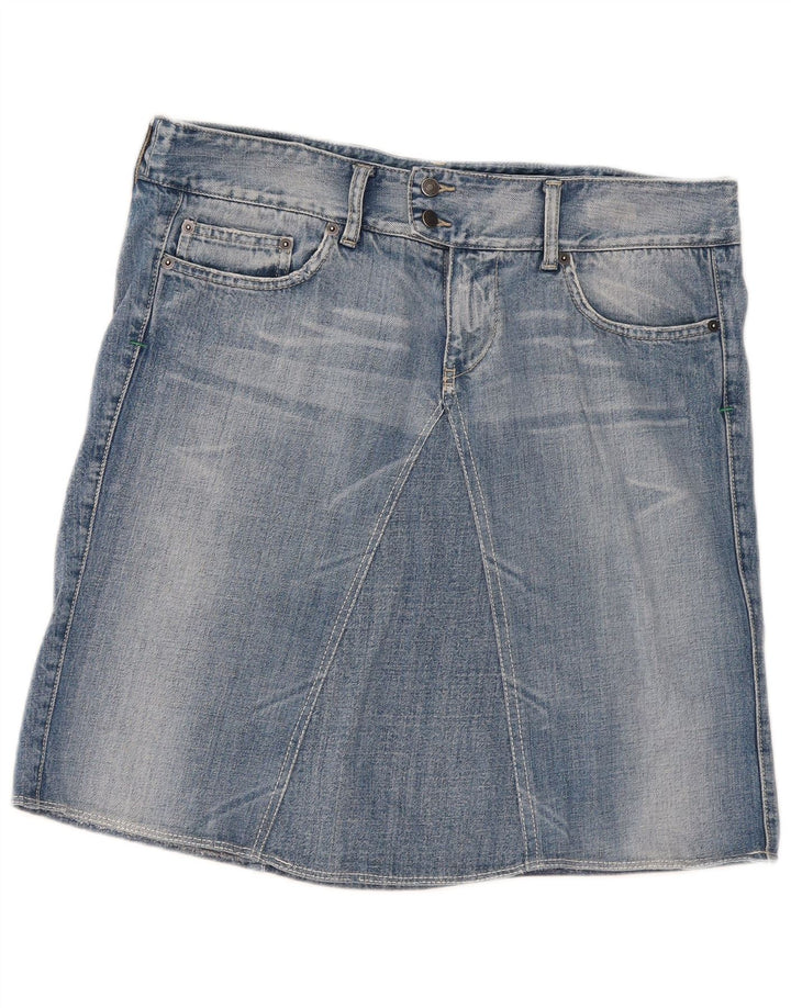 Falda Vaquera Benetton W32 Large Azul Algodón