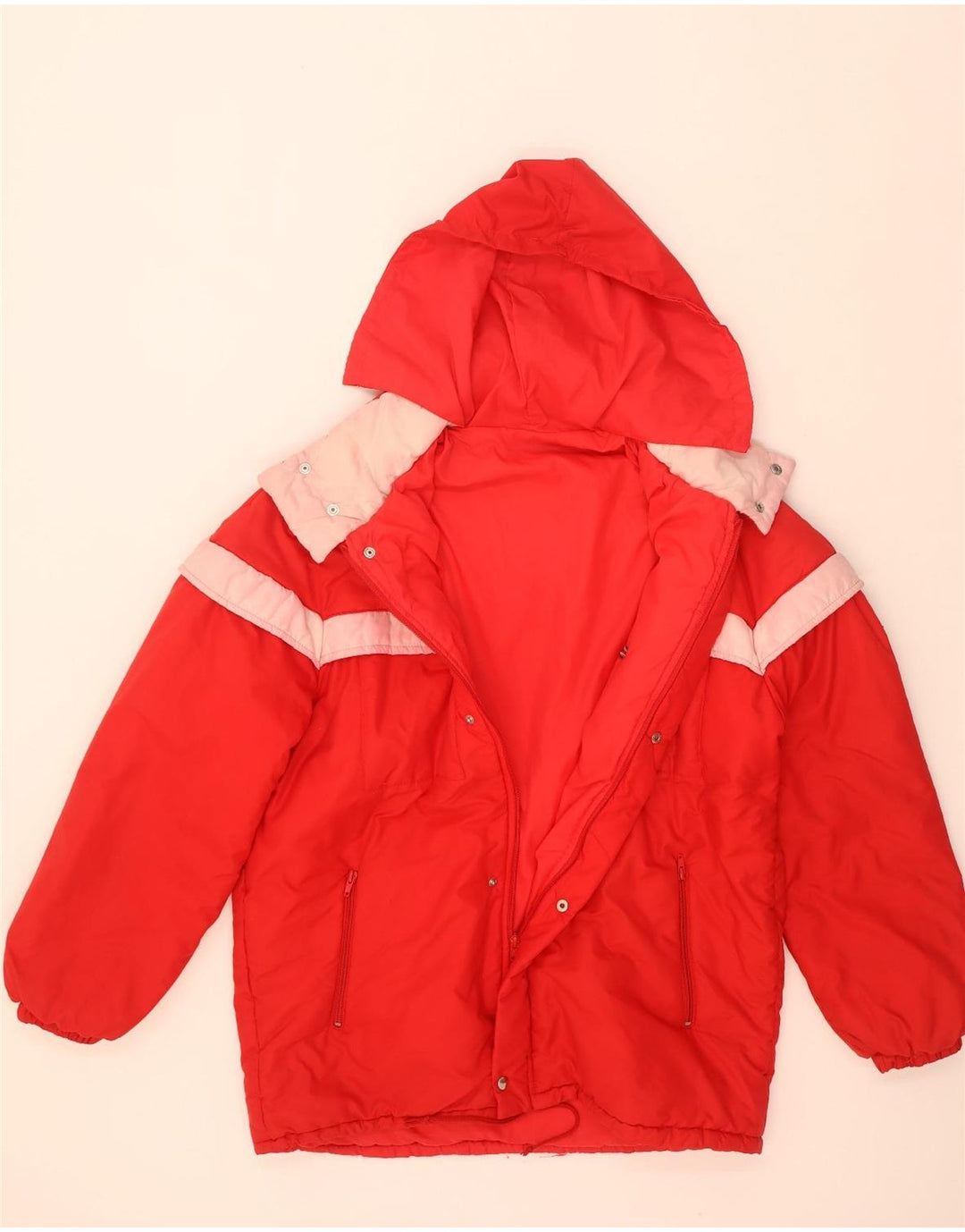 Chaqueta acolchada con capucha vintage para hombre IT 52 XL Poliamida color block rojo