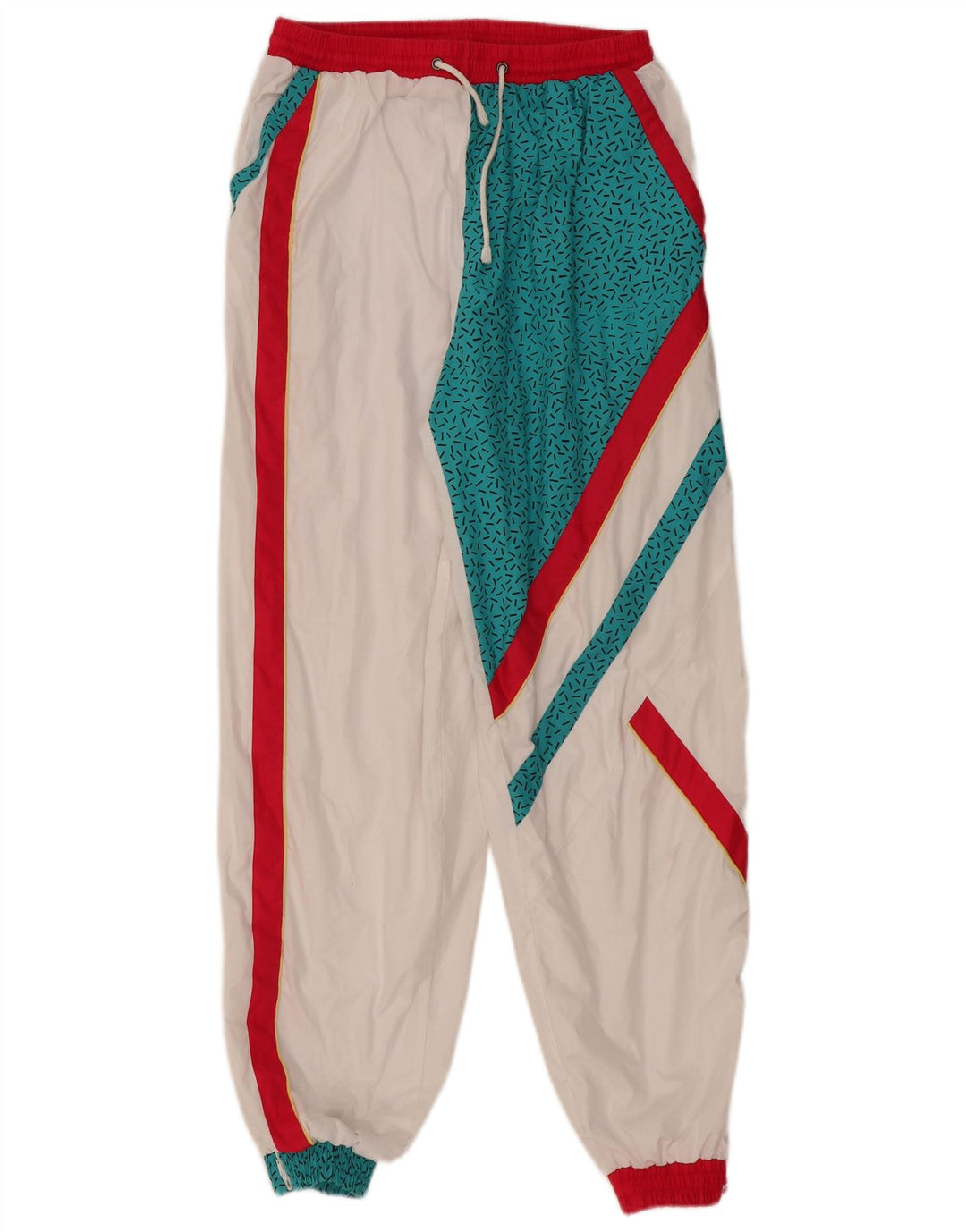 VINTAGE Pantalones de chándal para mujer Joggers Reino Unido 14 Bloque de color blanco medio