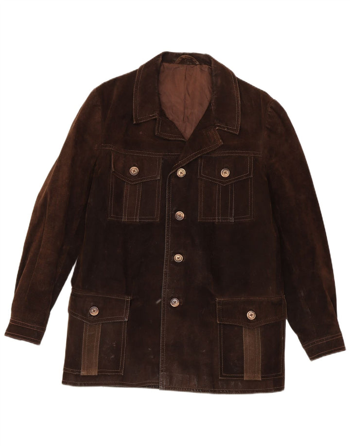 Vintage hombres ante chaqueta Reino Unido 38 marrón medio