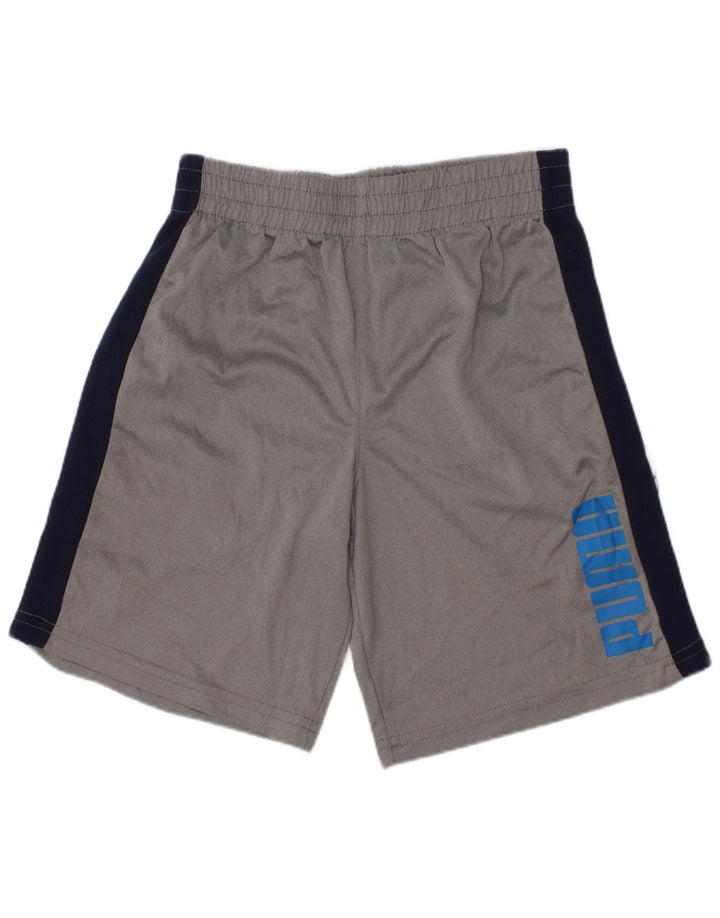 Puma Pantalones cortos deportivos gráficos para niños 5-6 años Gris Poliéster color block