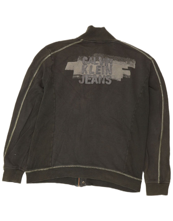 Calvin Klein Jeans Mens Graphic Chándal Top Chaqueta 2XL Caqui Algodón
