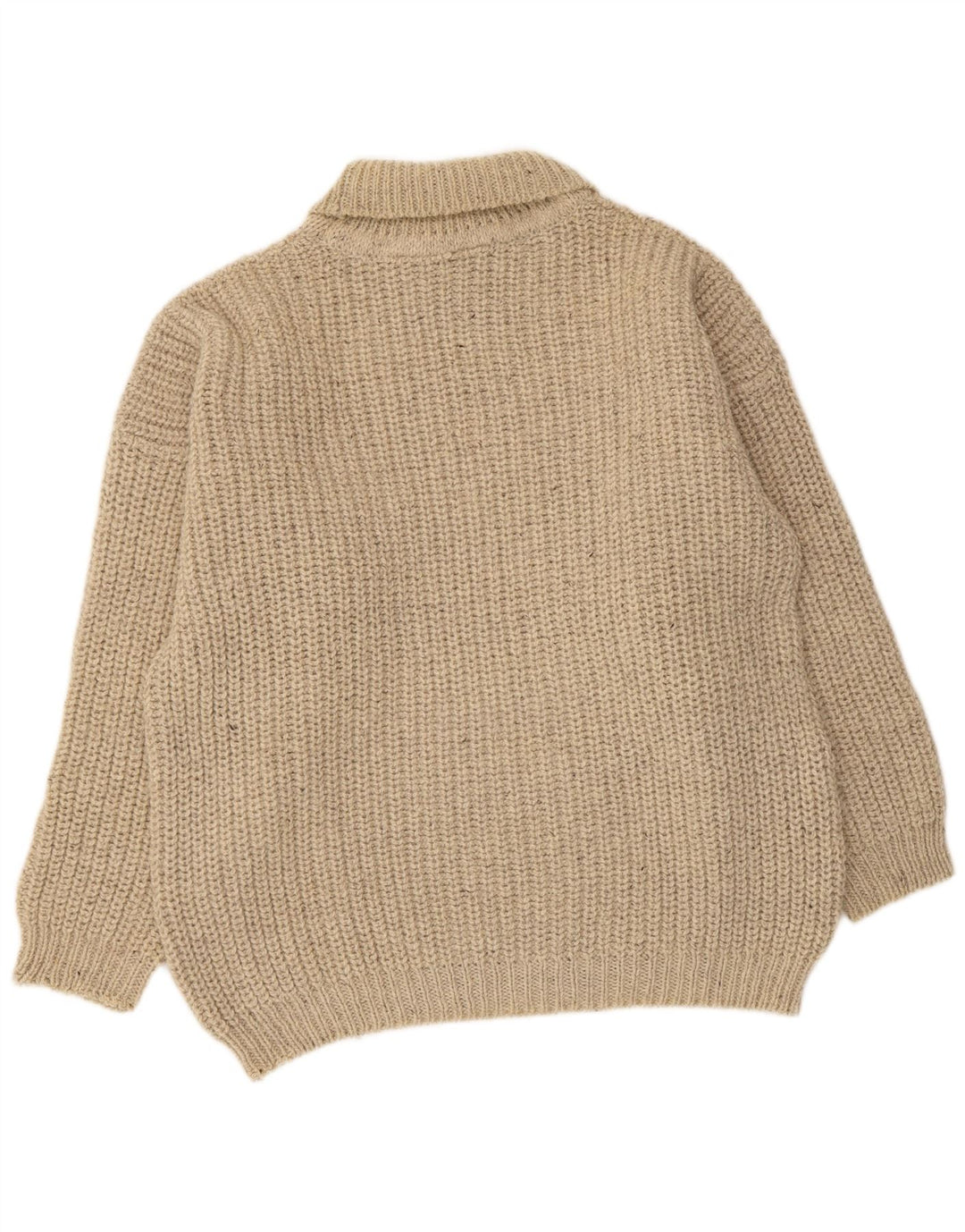 Vintage hombres rollo cuello jersey suéter grande beige