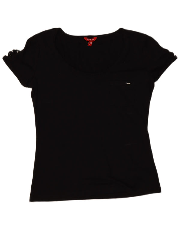 Guess Camiseta Mujer Top UK 44 Grande Poliéster Negro