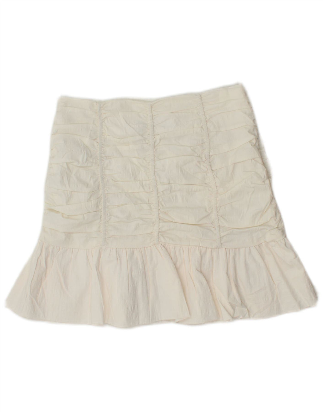 Zara Mujer Mini Falda Con Volantes Pequeña W26 Algodón Blanco