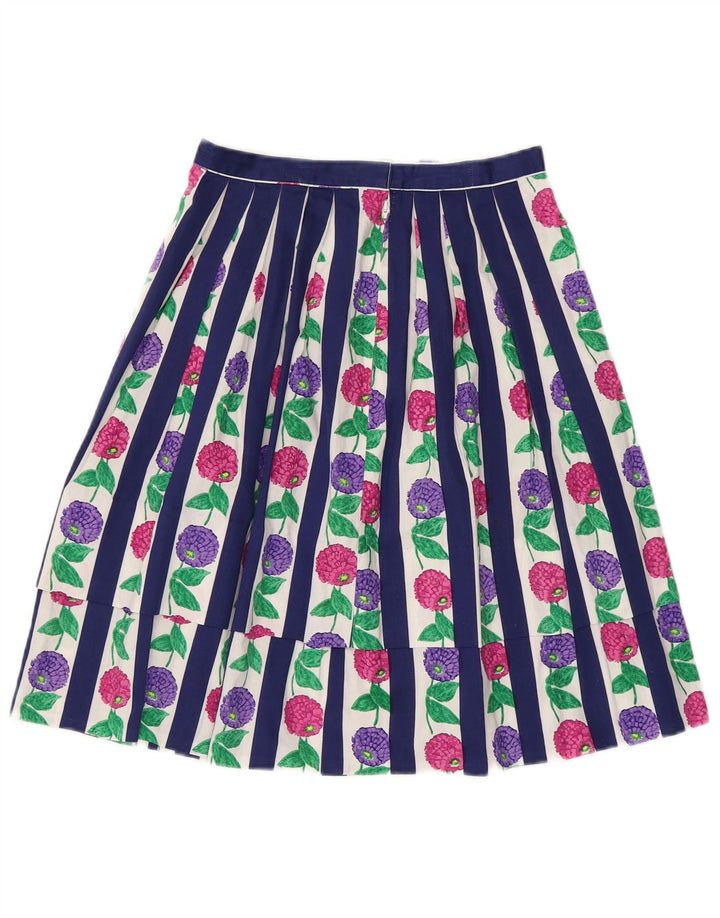 VINTAGE Falda Plisada Mujer W24 XS Azul Floral